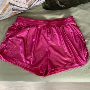 Small - Medium fitting pink Metallic festival shorts